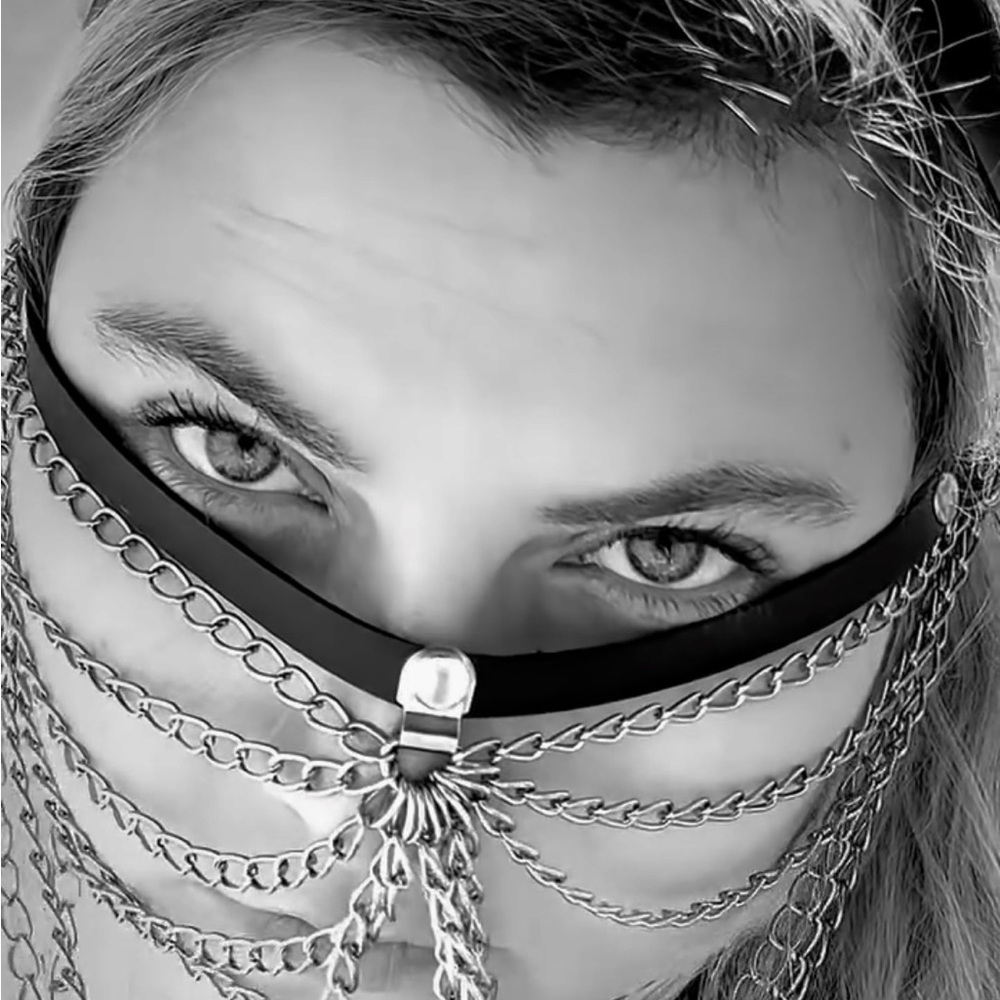 Black Vegan Leather Face Masque With chains